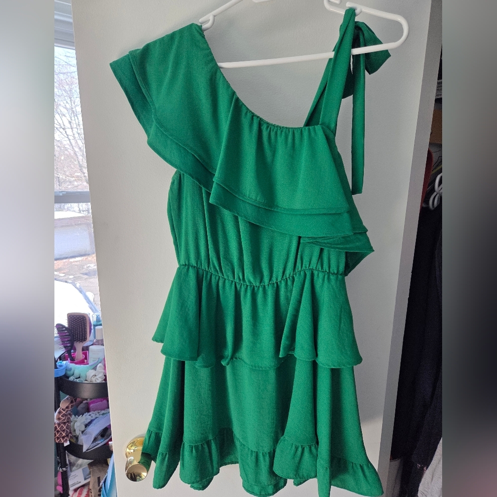 Zara Vibrant Green Ruffle Dress